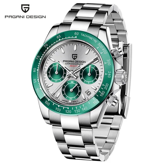 PAGANI DESIGN Retro Chronograph – Edelstahl & Saphirglas