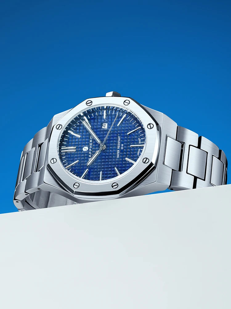Men's Luxury Stainless Steel Quartz Watch - Sporty, Waterproof Timepiece for the Modern Gentleman