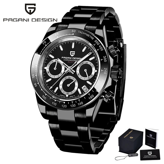 PAGANI DESIGN Retro Chronograph – Edelstahl & Saphirglas