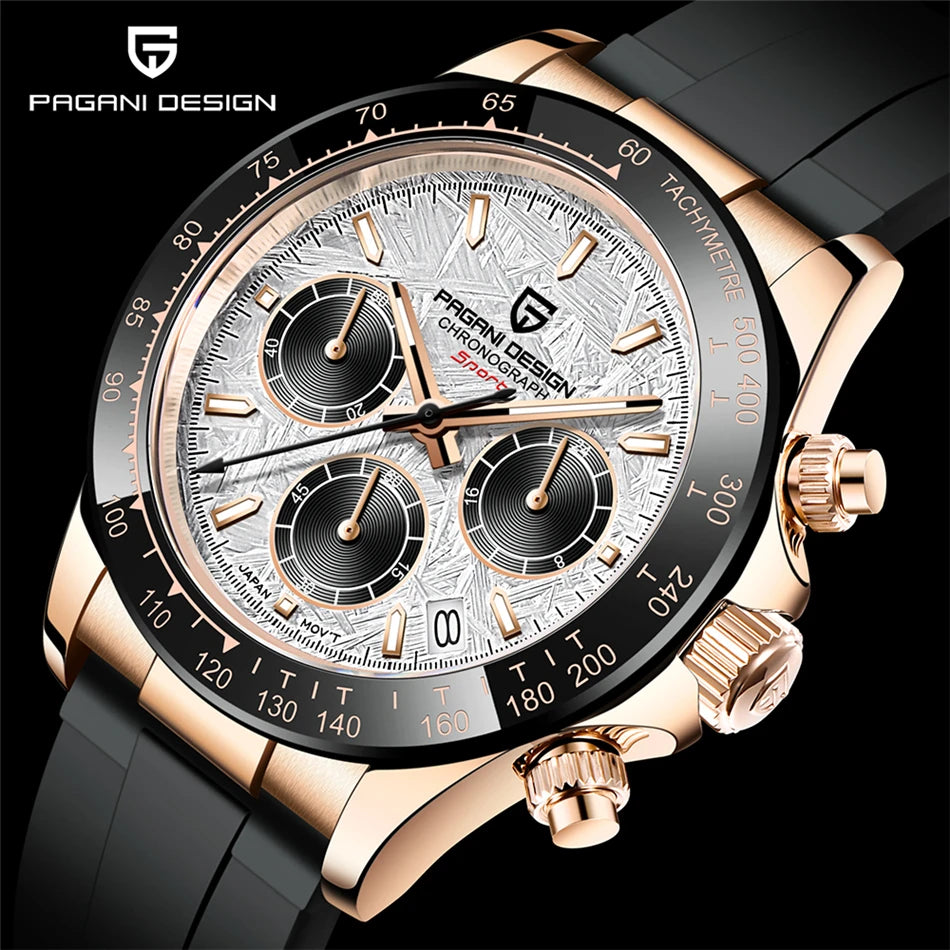 PAGANI DESIGN Retro Chronograph – Edelstahl & Saphirglas
