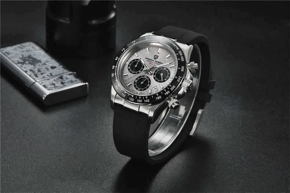 PAGANI DESIGN Retro Chronograph – Edelstahl & Saphirglas